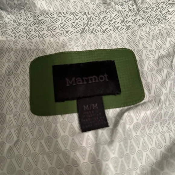 Marmot Kids PreCip Eco Jacket in Storm/Cilantro, size M.